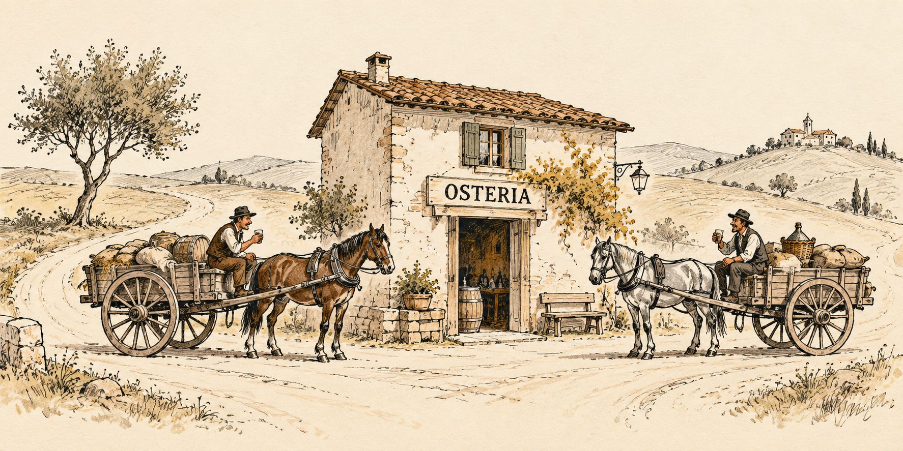 I carrettieri di Peano si fermano all’osteria